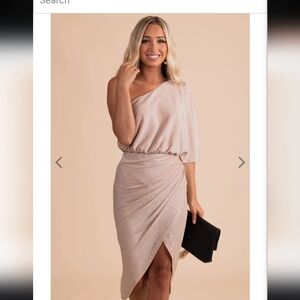 GOLD formal midi one shoulder dress